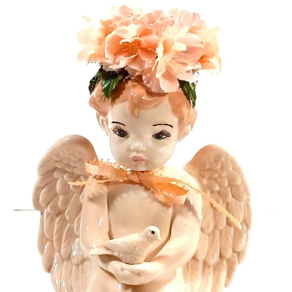 OOAK Baby Girl Angel Holding Dove Victorian Statue Cottage Shabby Chic Decor - Picture 2 of 15